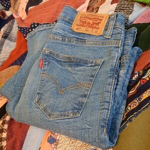 ☆ Levi's 502 Blue Jeans Women's Small / Junior's Size 14 ☆ Nice Distressed Look